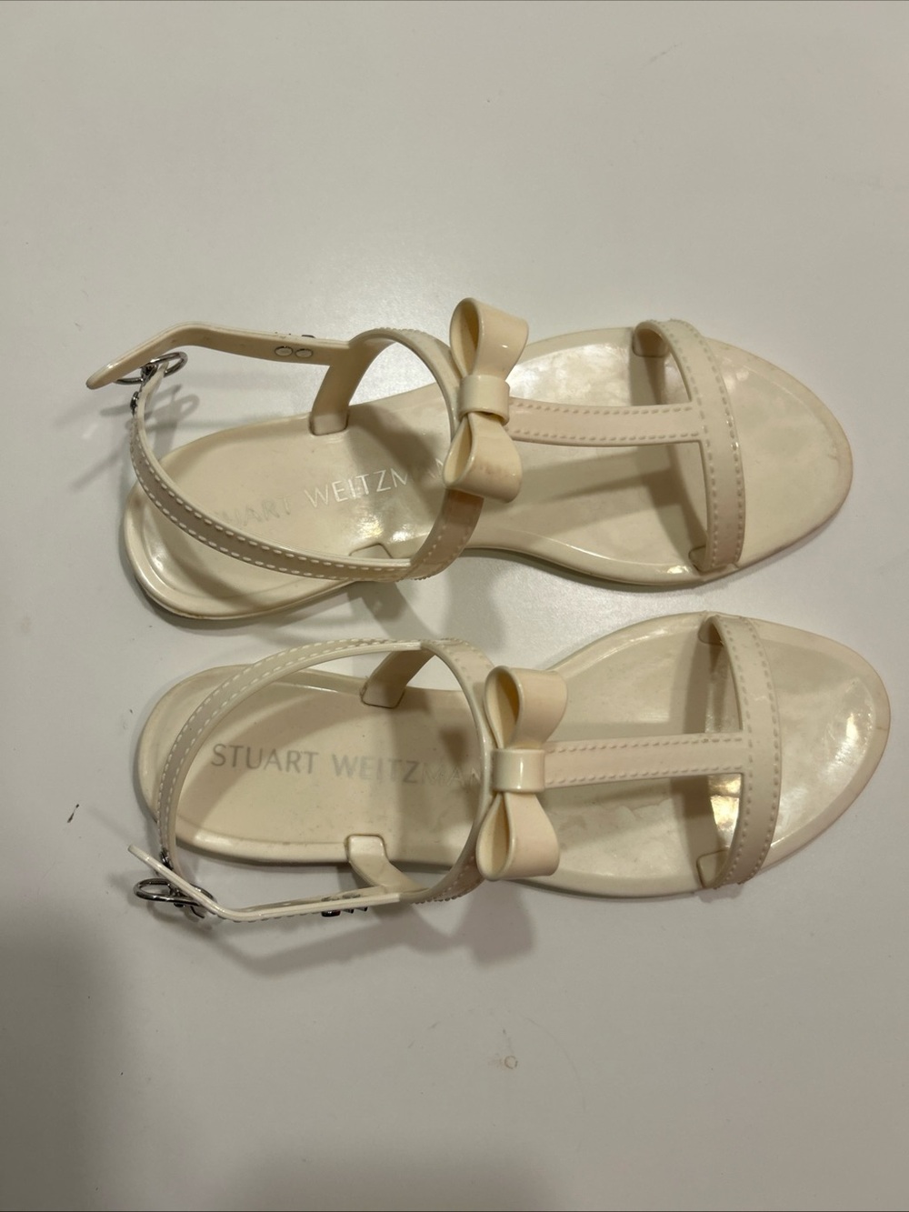 Stuart Weitzman Mellie Bow Jelly Sandal Womans Size 7 White